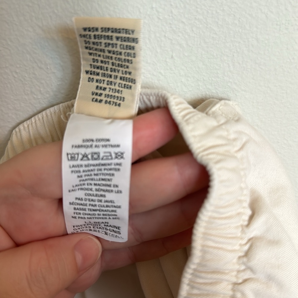 L.L. Bean Classic Fit Cream Pants Regular M Elastic Waistband 100% Cotton - Picture 6 of 6